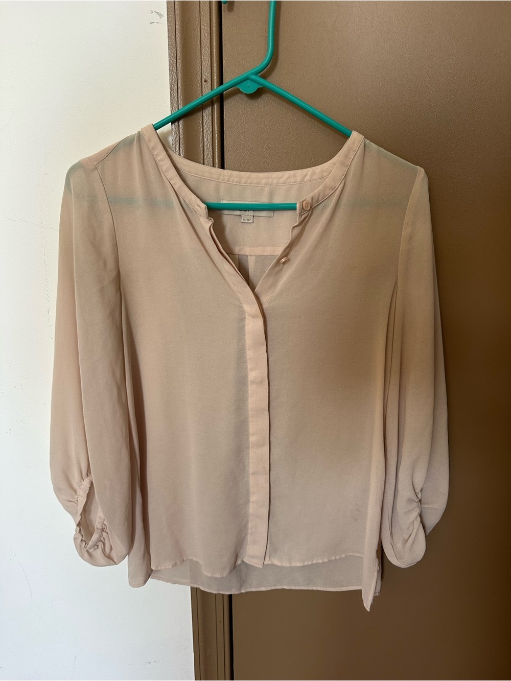 Ann Taylor loft sheer pink work top, size XS